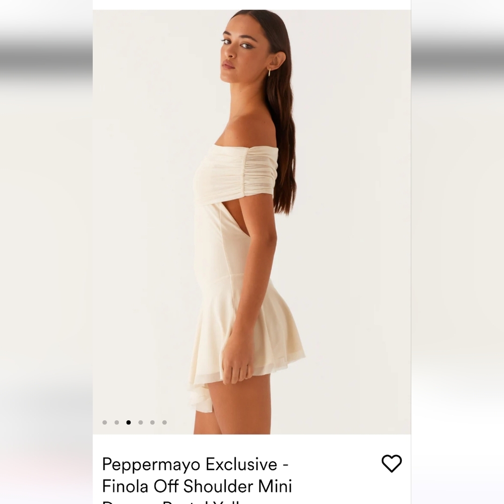 Peppermayo Cream Off-Shoulder Mini Dress